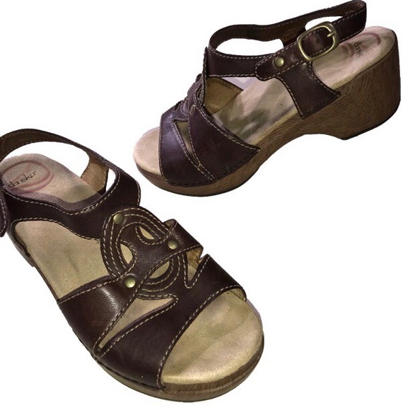 Dansko Shoes - SOLD-Dansko Platform Brown Leather Sandals